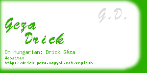 geza drick business card